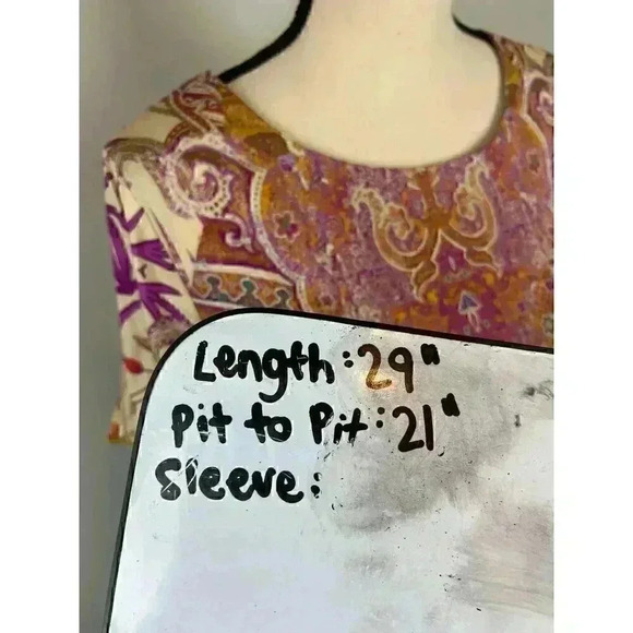 Soft Surroundings Luciana Paisley Women's S Blouse Scallop Sleeves Colorful - Picture 2 of 11